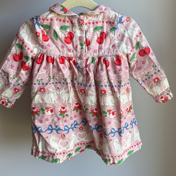 Baby Boden Pink Dress with Cherry and Bunny Print - Picture 2 of 2